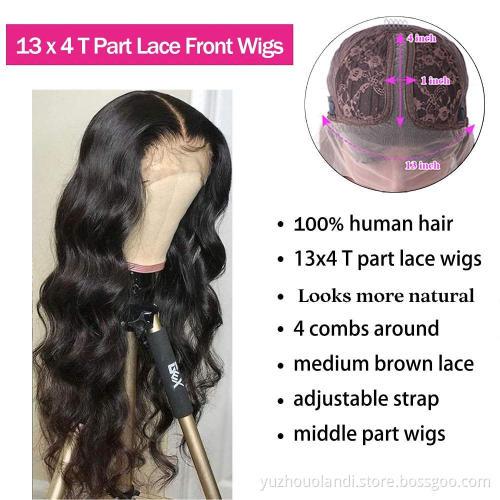 Body Wave Lace Front Wigs Human Hair HD Transparent 13x4x1 T-Part Body Wave Lace Front Wigs Brazilian Virgin Human Hair Wigs